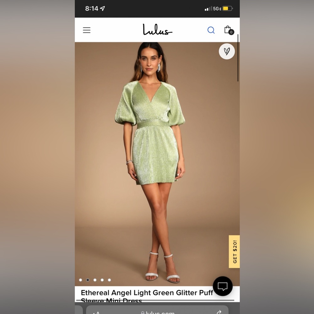 NWT Lulu’s Green Shimmery Cocktail Dress